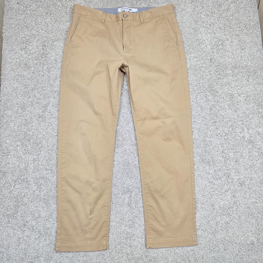 Lacoste chino Pants Mens 36x32 Beige Khaki tan regular fit‎